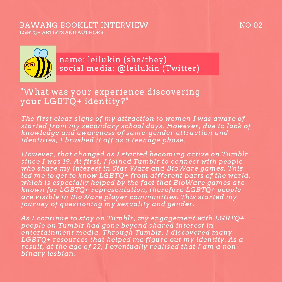 First slide of MISI:Bawang's interview with me for their LGBTQ+ booklet