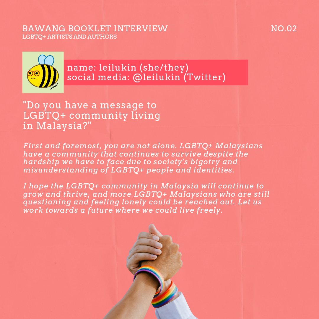 Third slide of MISI:Bawang's interview with me for their LGBTQ+ booklet