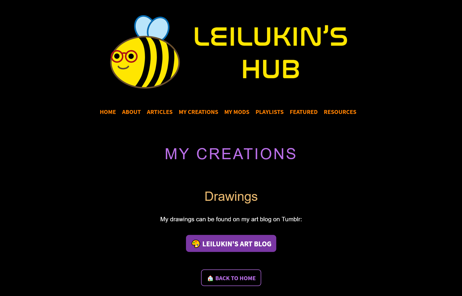 Leilukin's Hub My Creation page during the site's launch on 11 September 2022